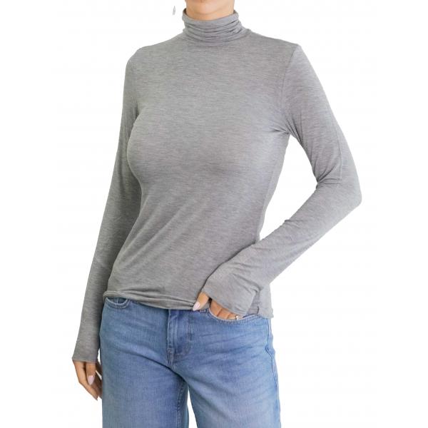 Maglia misto cashmere tinta unita collo alto